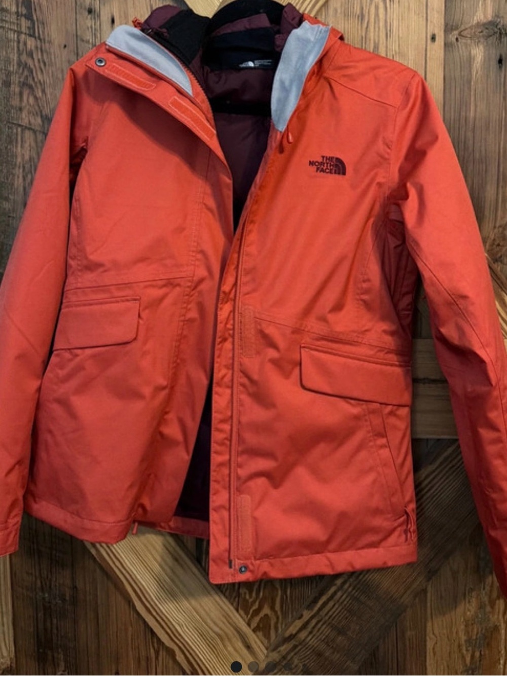 The North Face Men's Bright Orange Raincoat with Hood